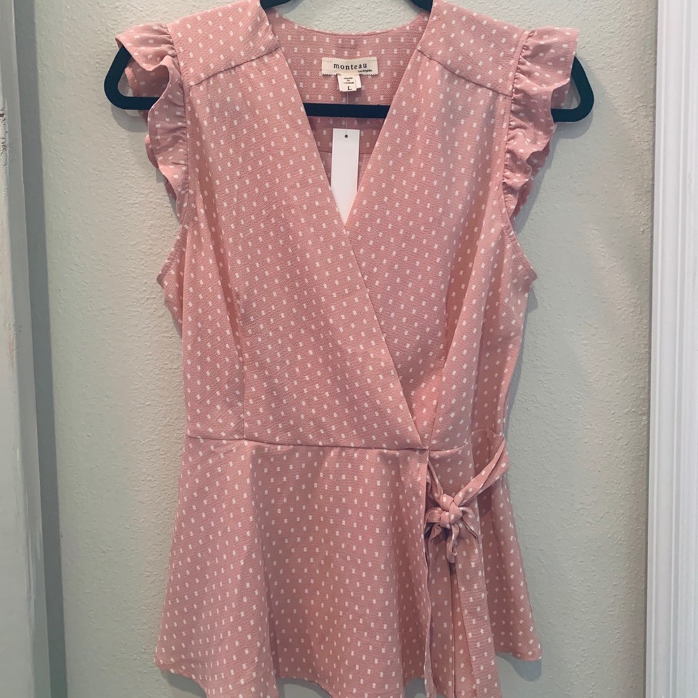 Blush wrap peplum top